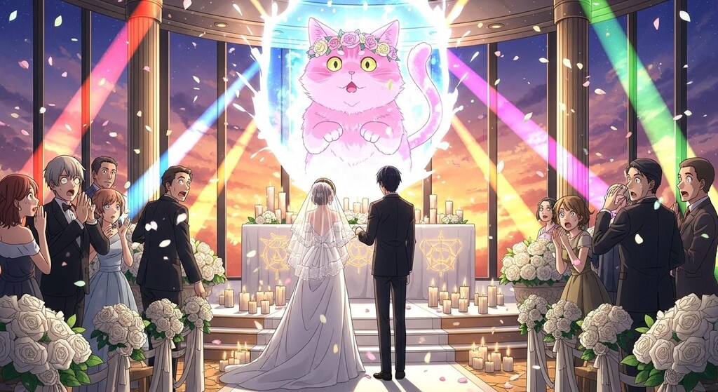 結婚式の会場で魔法の儀式