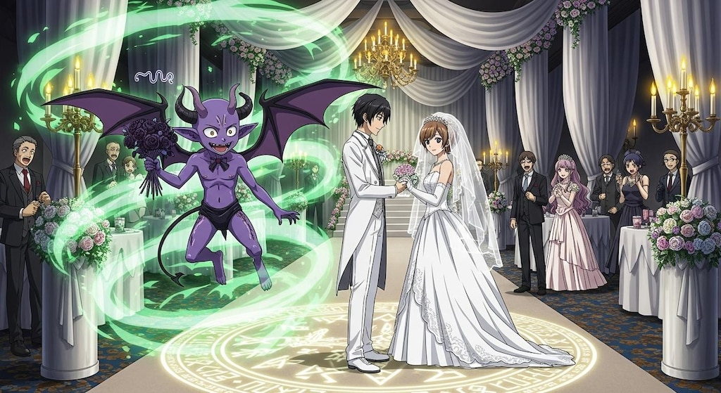 結婚式の会場で魔法の儀式