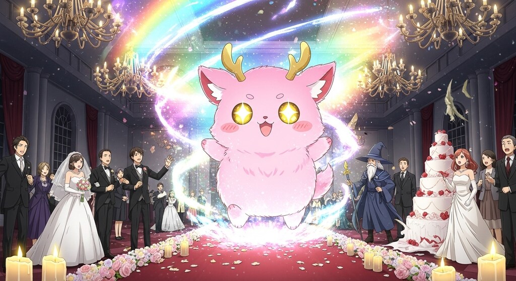 結婚式の会場で魔法の儀式