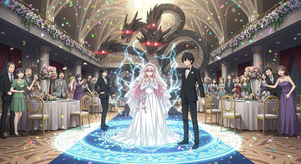 結婚式の会場で魔法の儀式