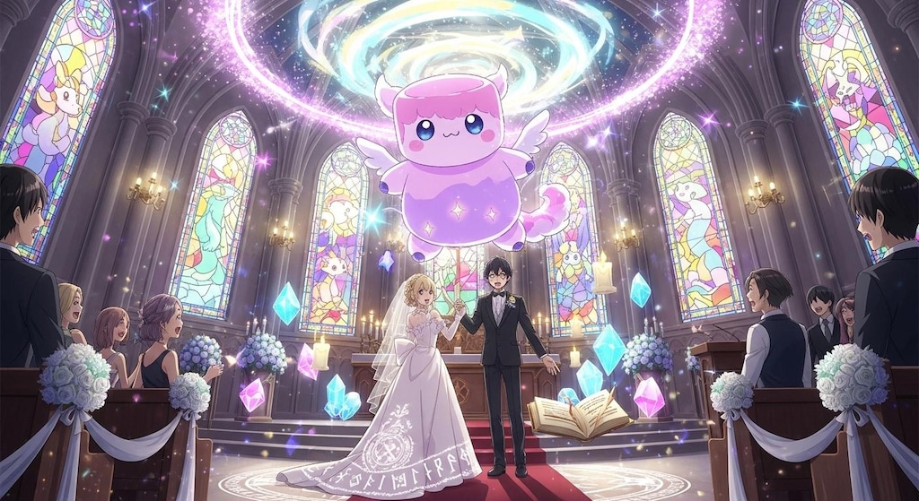 結婚式の会場で魔法の儀式