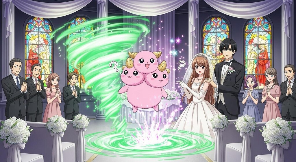 結婚式の会場で魔法の儀式