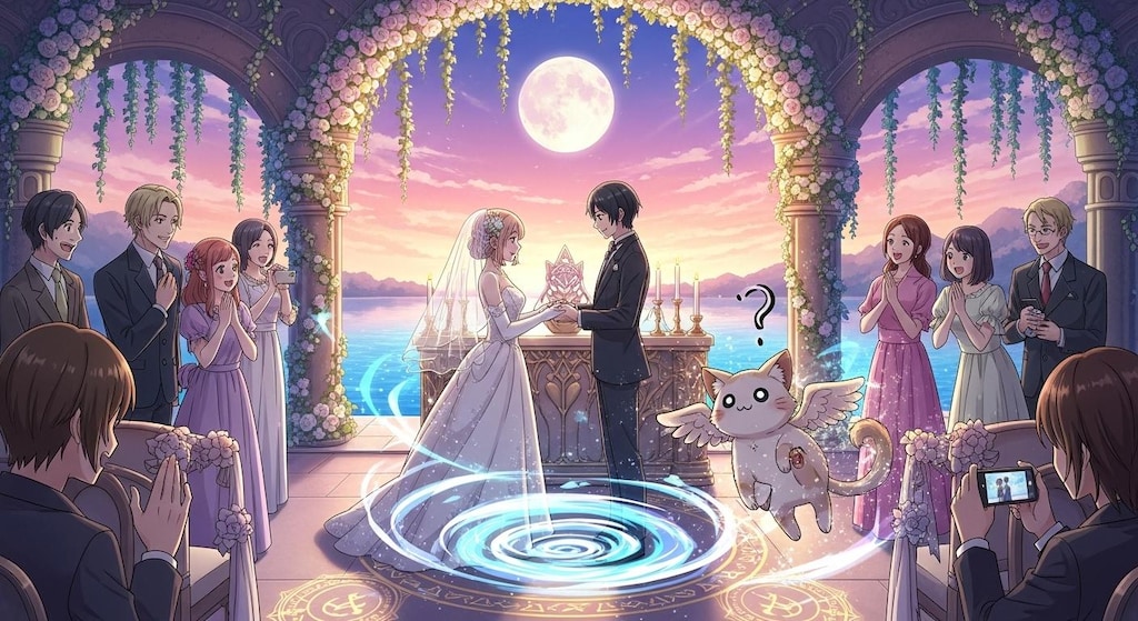 結婚式の会場で魔法の儀式