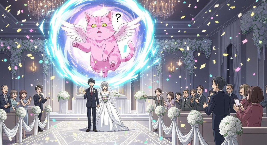 結婚式の会場で魔法の儀式