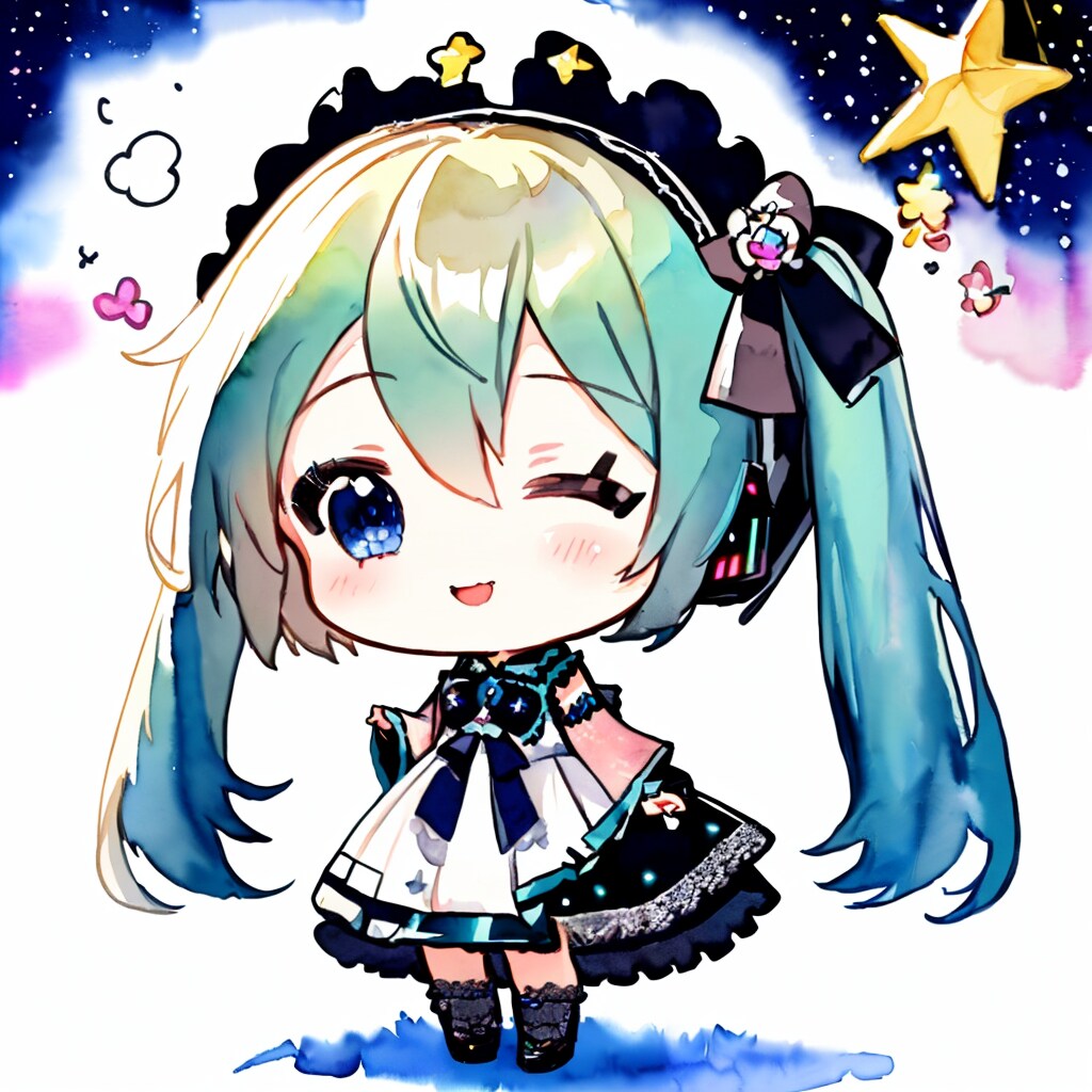 初音ミクにパイモン用で使った顔LoRAを～--[10枚]