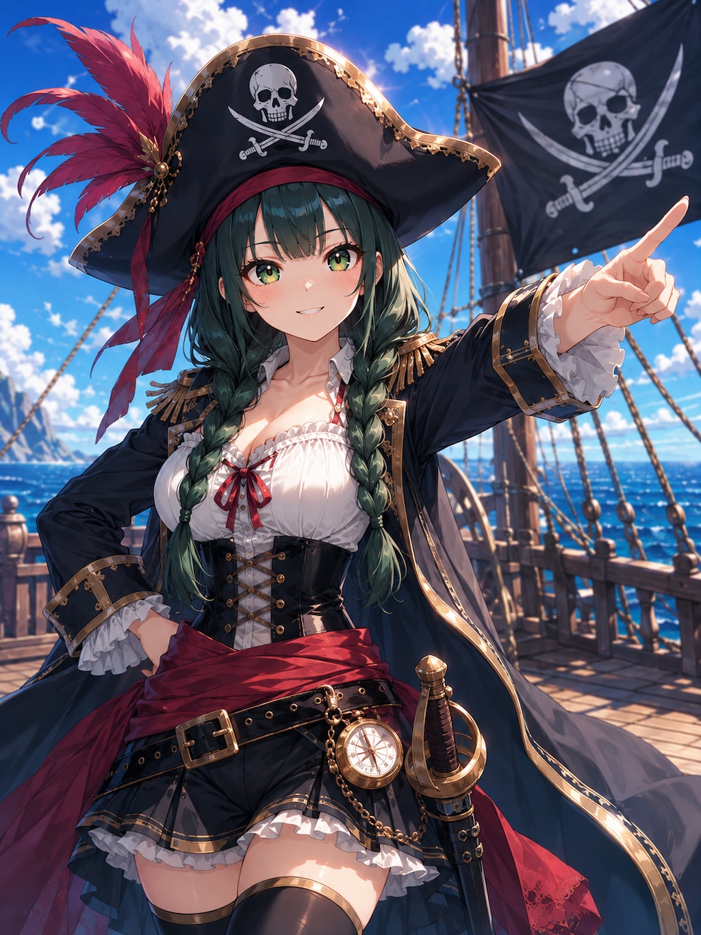海賊船船長の格好をする翠莉ちゃん
