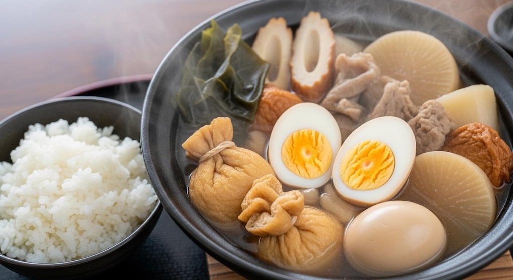 摩訶不思議食堂のおでんと御飯のセット