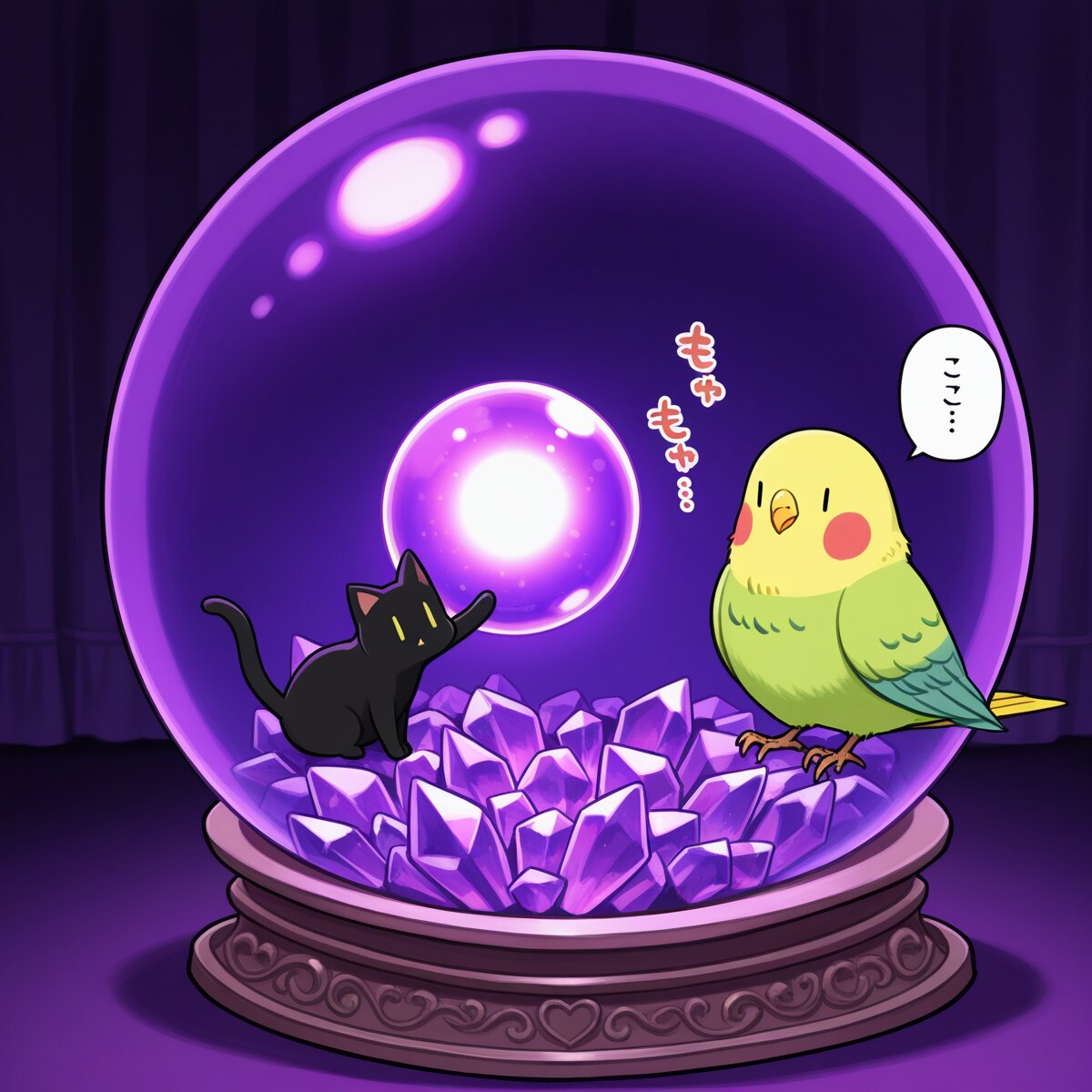 喋るインコと黒猫の占いの館 | の人気AIイラスト・グラビア