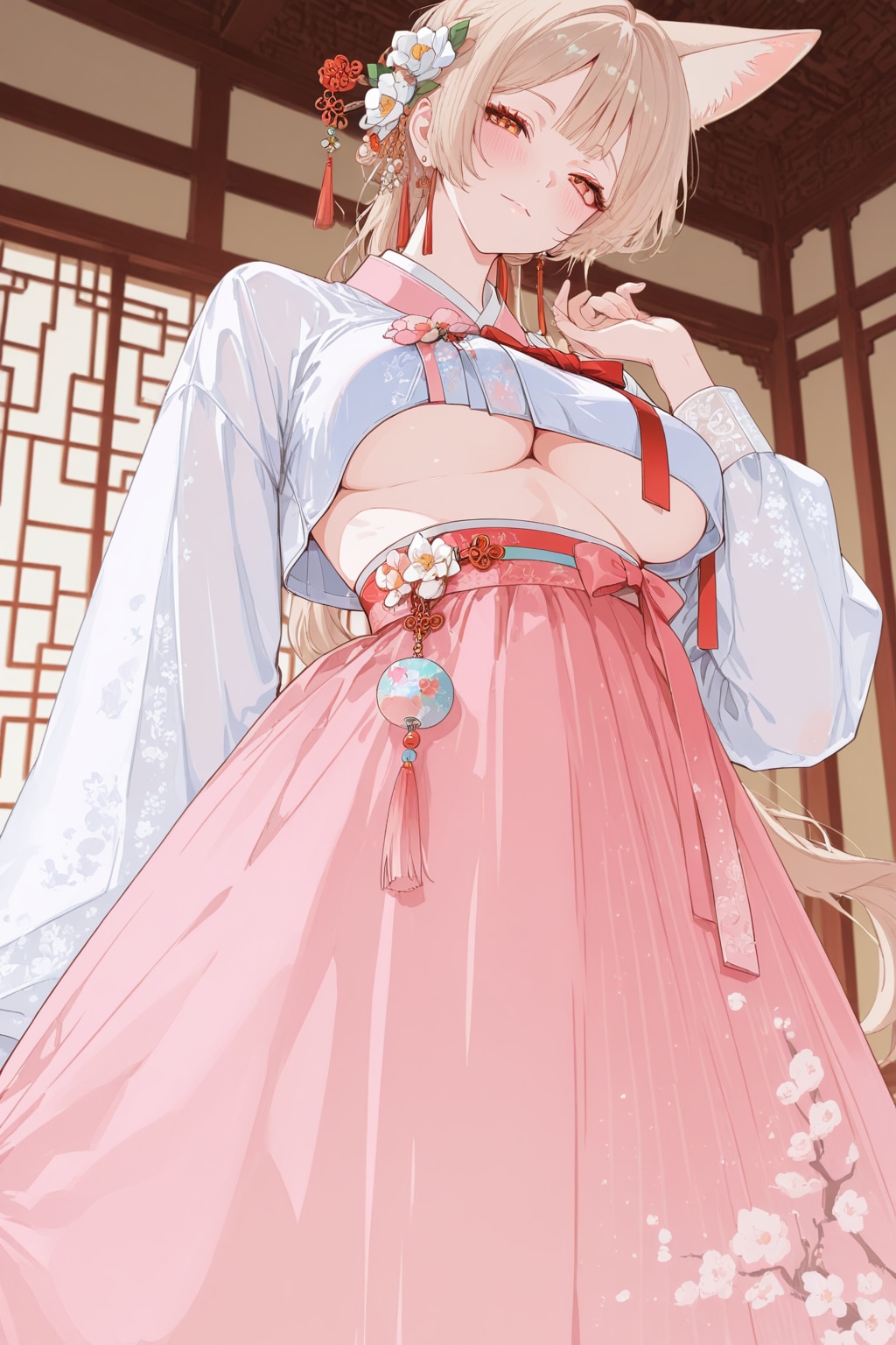 ケモ耳人妻下乳チョゴリ