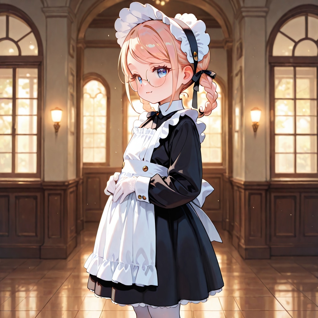 眼鏡三つ編みメイド服のんちゃん