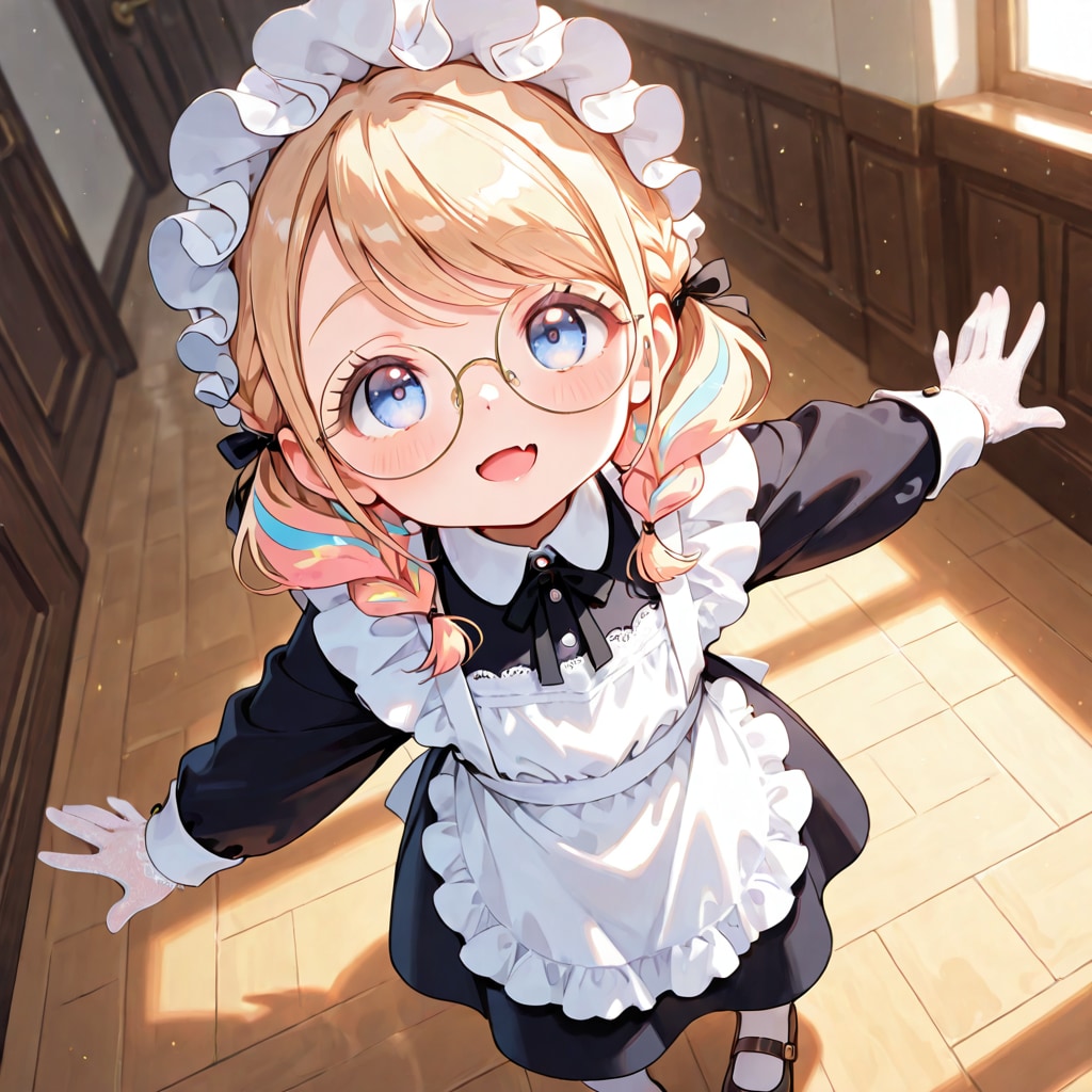 眼鏡三つ編みメイド服のんちゃん