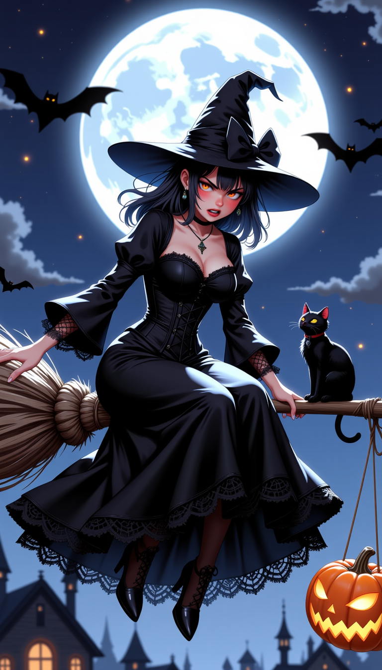 ちょっと怒っちゃってるウィッチ：この間みたいに下から覗いたりしたらカエルにしてやるんだから！ | の人気AIイラスト・グラビア