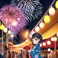 チビと花火です 3枚目