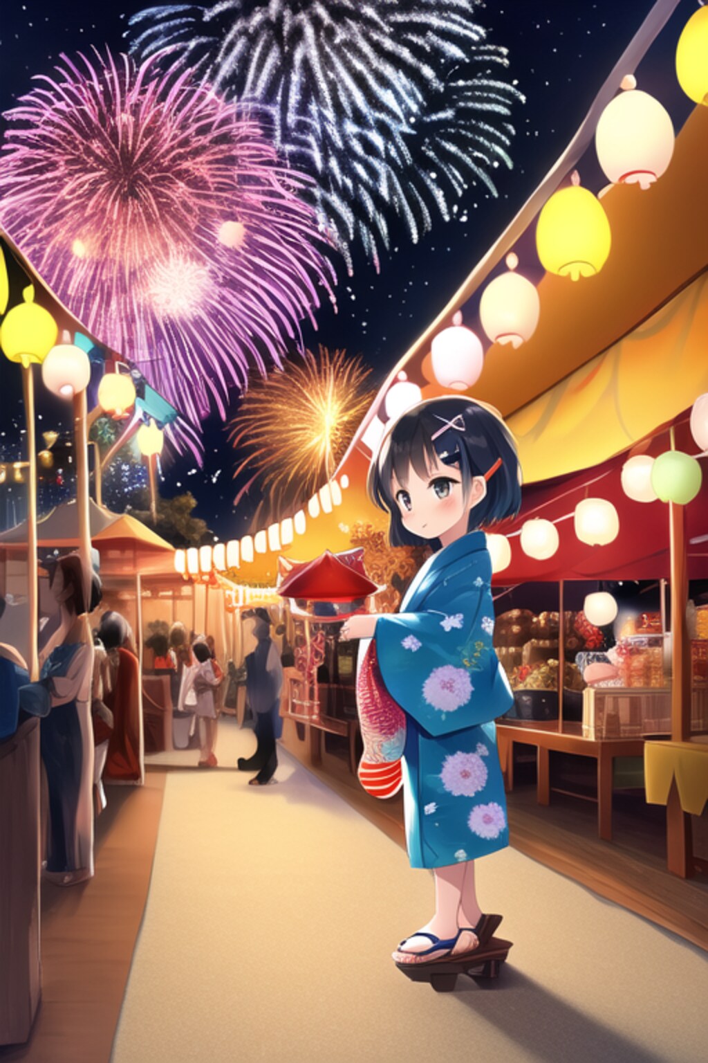 チビと花火です