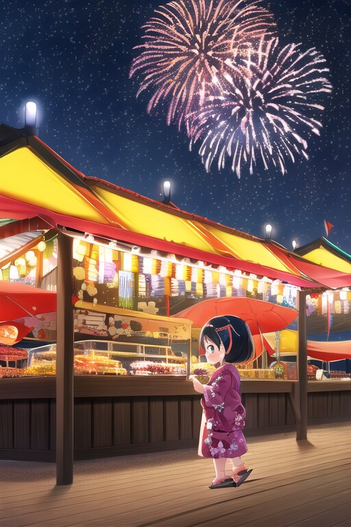 チビと花火です