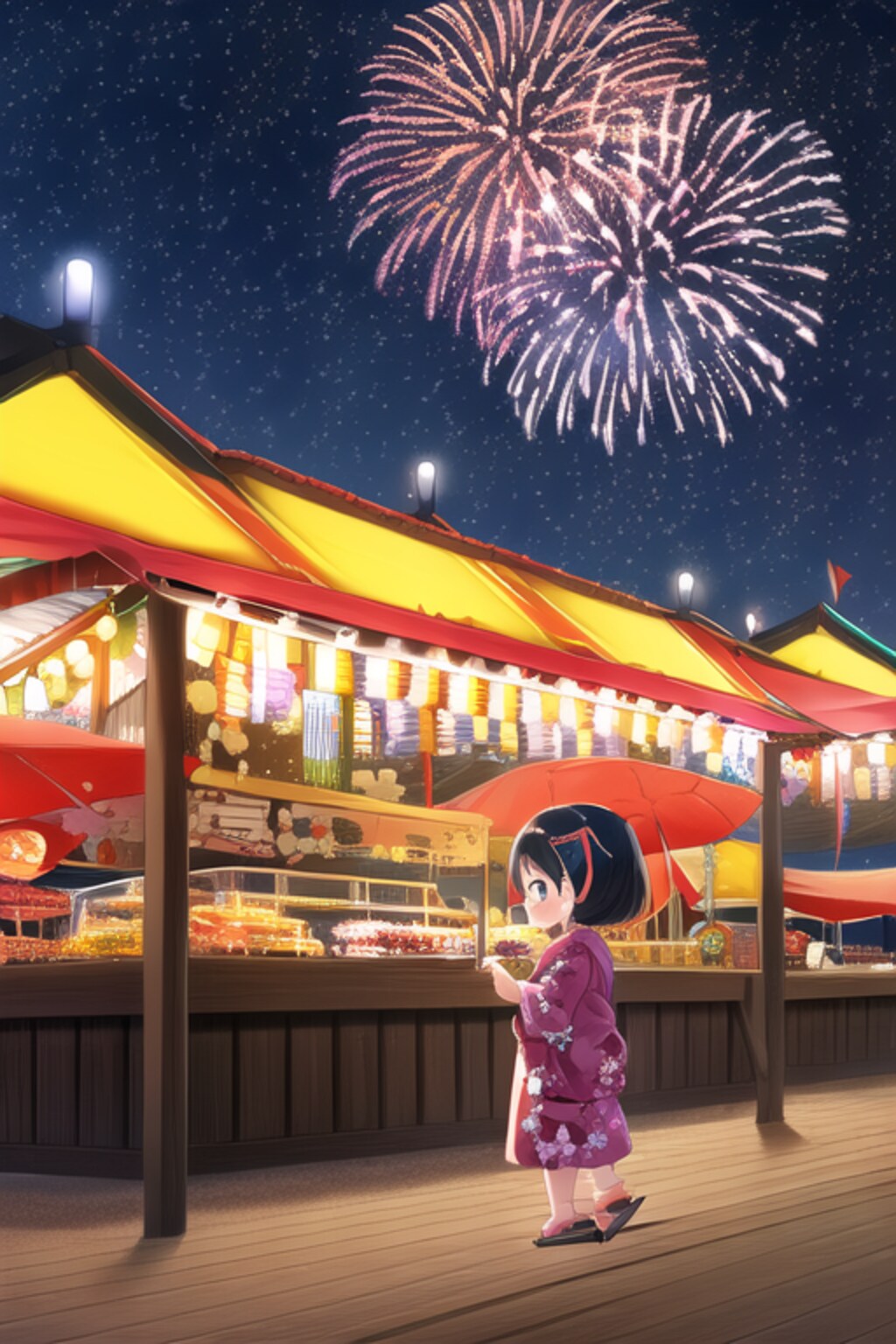 チビと花火です