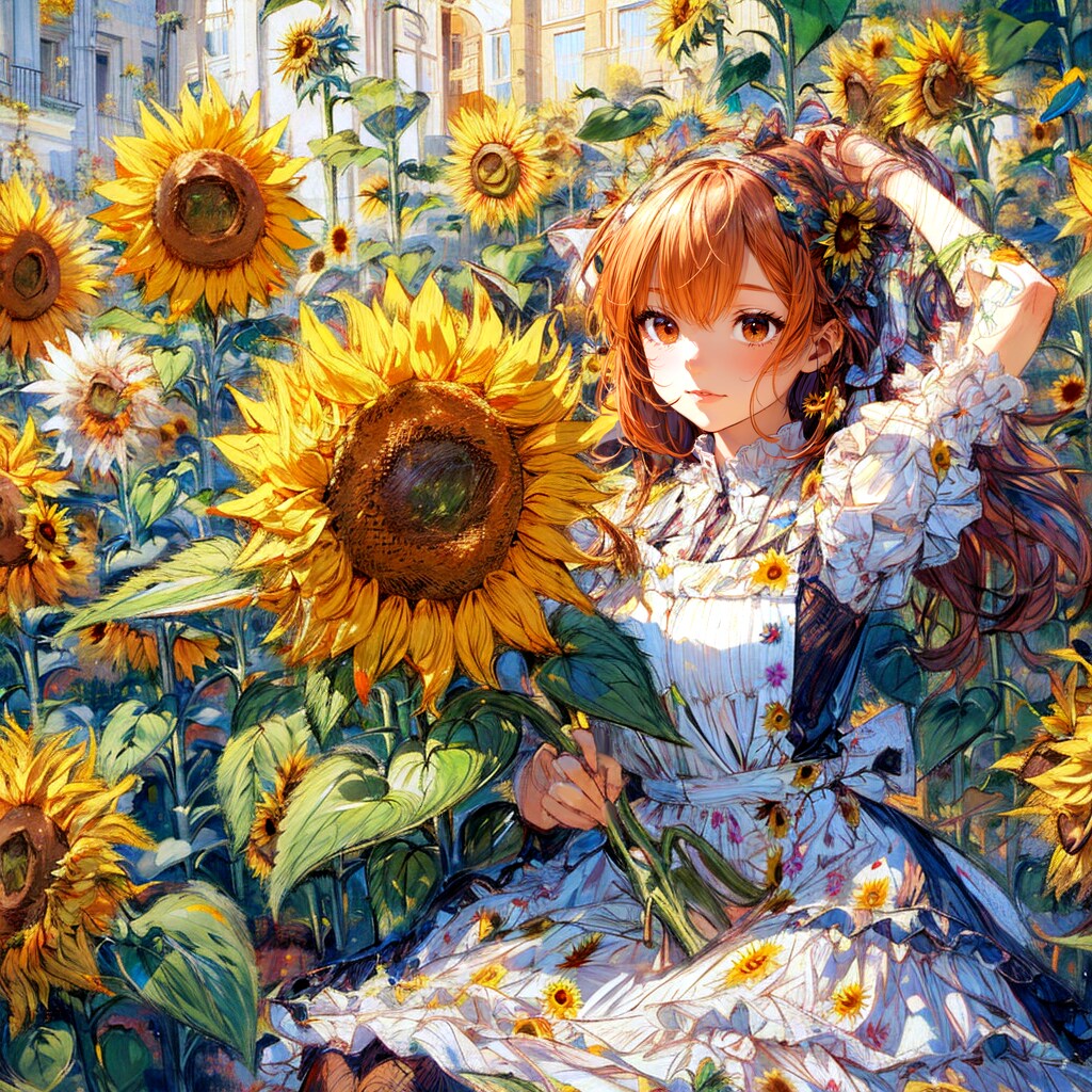 ひまわりと少女②