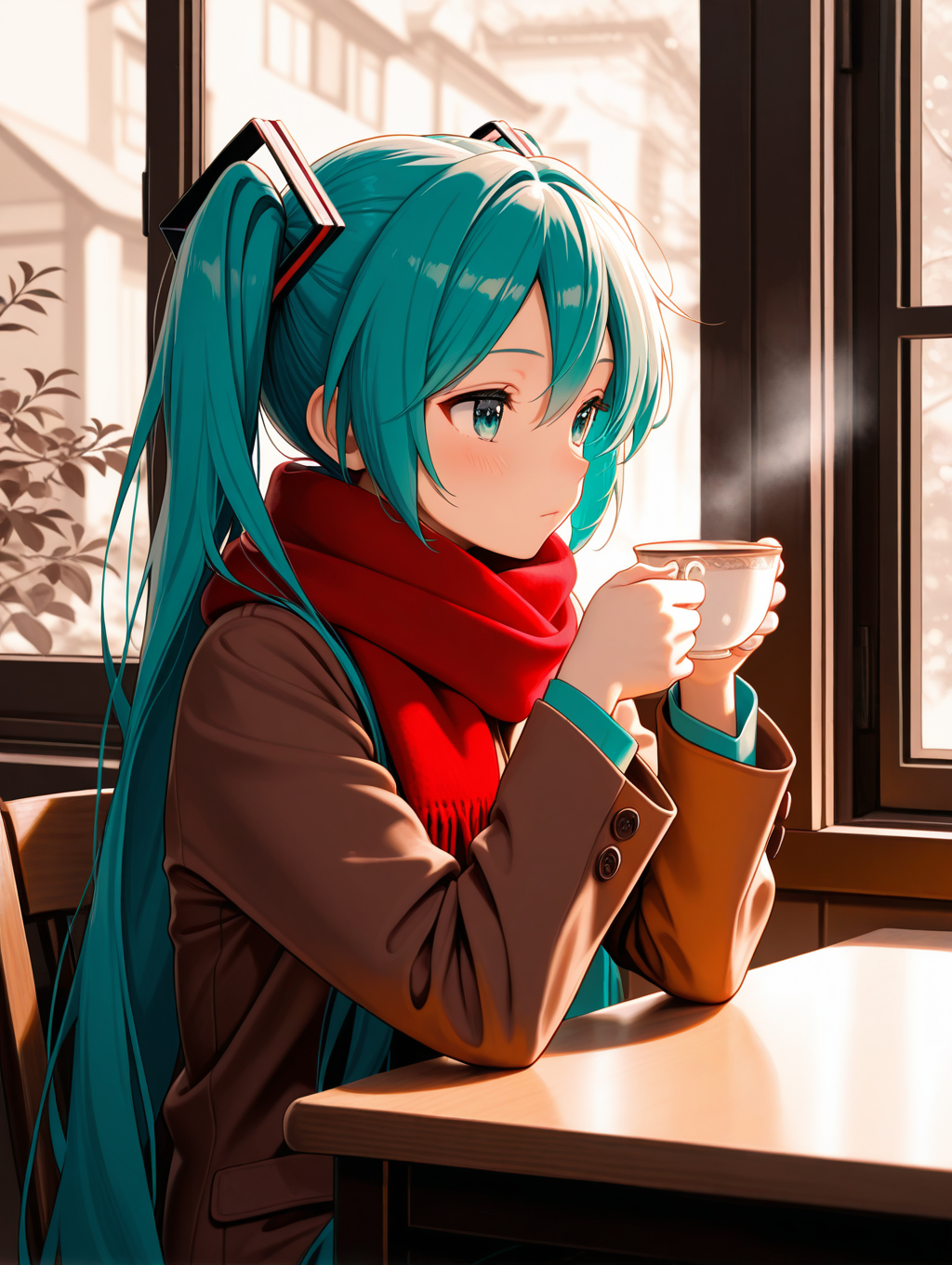 カフェでたたずむミクさん