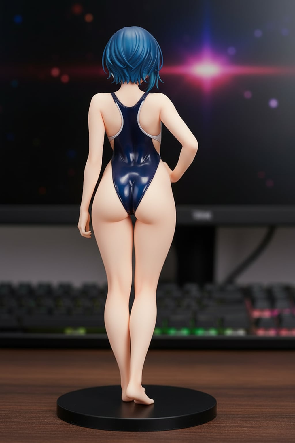 フィギュアで青木凛先生FA♪年下幼馴染彼氏の机の上には、凛先生のフィギュアが飾られていた💕（競泳水着の後ろ姿は2パターンご用意）