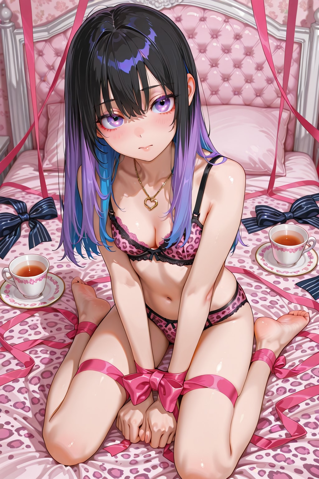 縛りピンクヒョウ柄