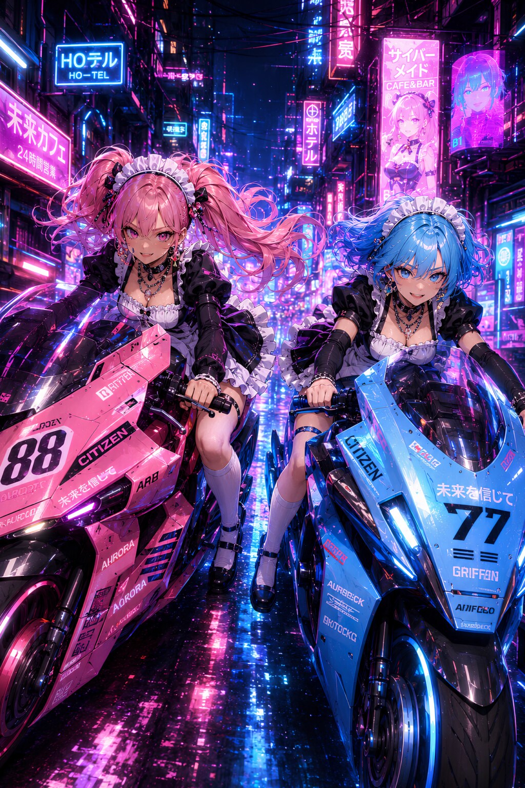 Cyber Maid Riders | の人気AIイラスト・グラビア