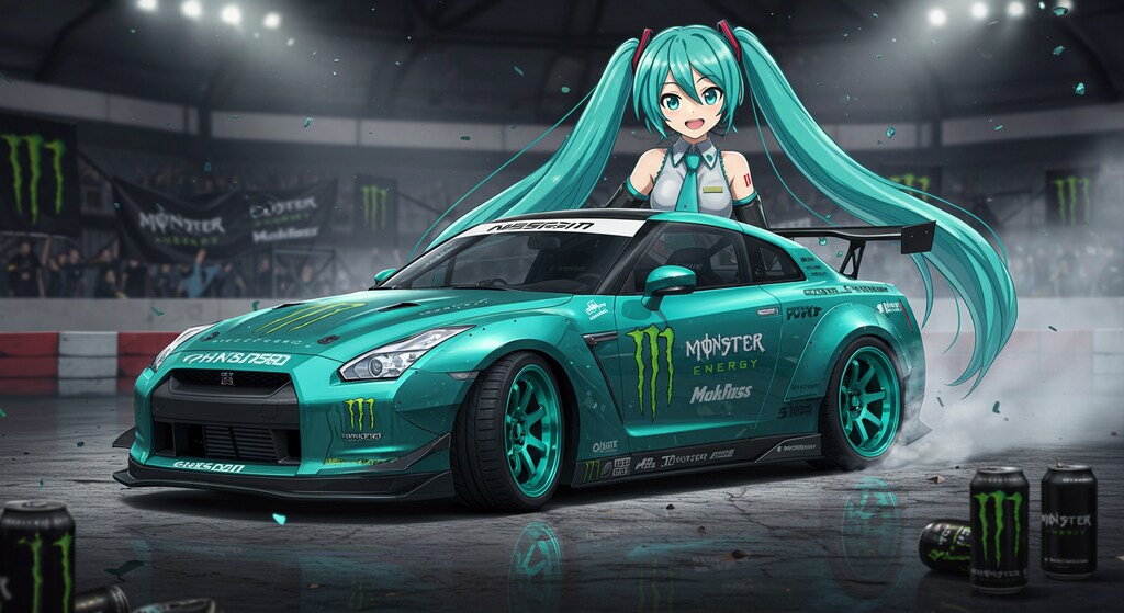 初音ミクとモンスターエナジーGT-R