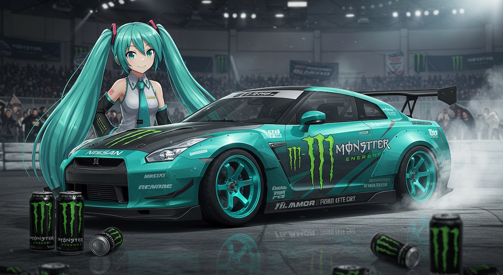 初音ミクとモンスターエナジーGT-R