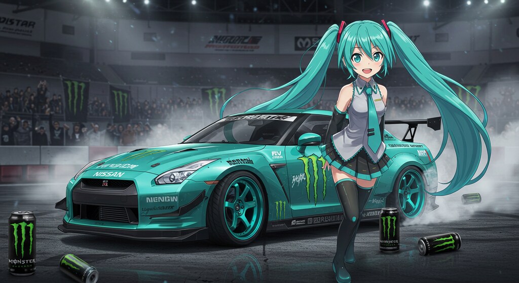 初音ミクとモンスターエナジーGT-R