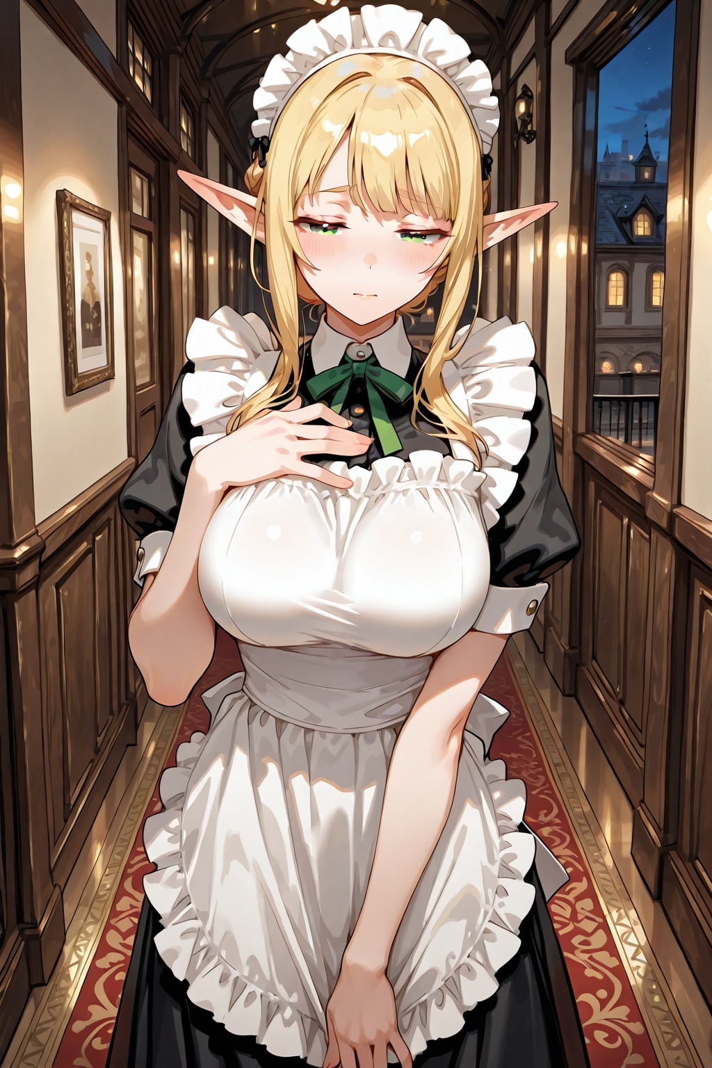 夜のお勤め前のエルフメイドさん | の人気AIイラスト・グラビア