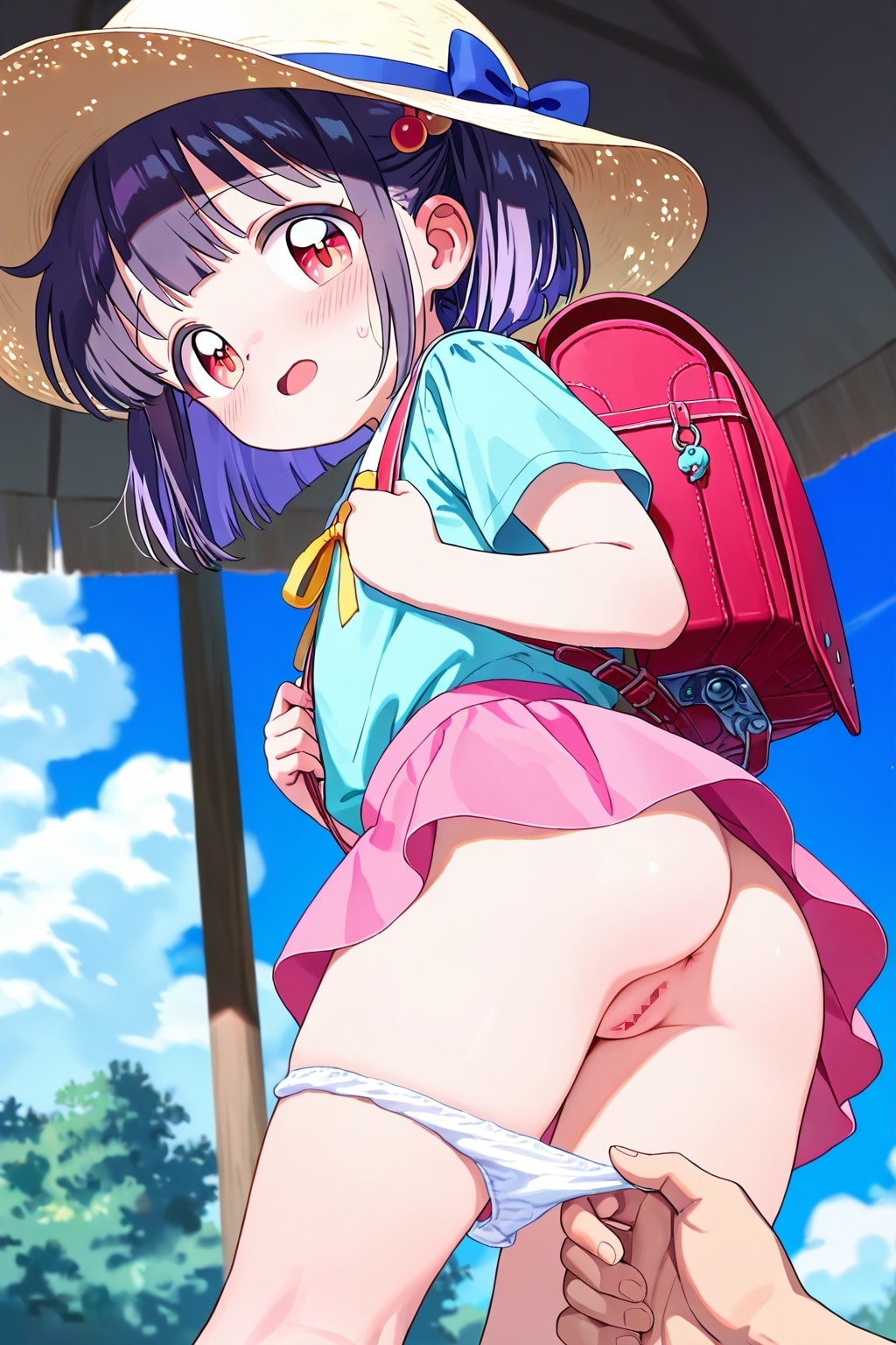 麦わら帽子JSのパンツずらし