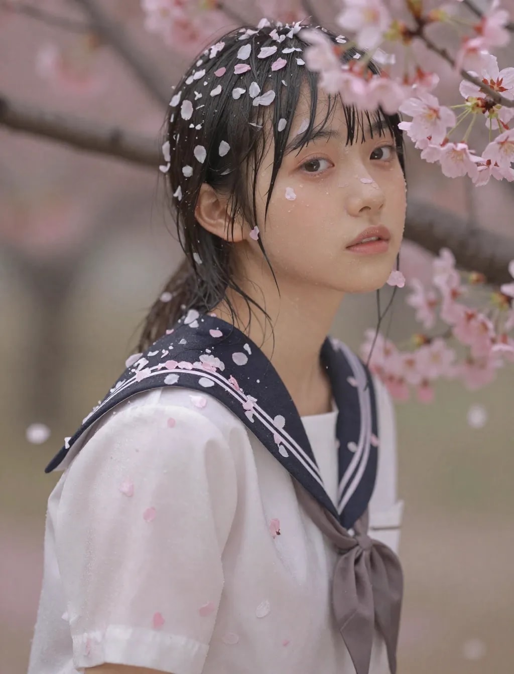 季節外れの桜まみれ＆セーラー服