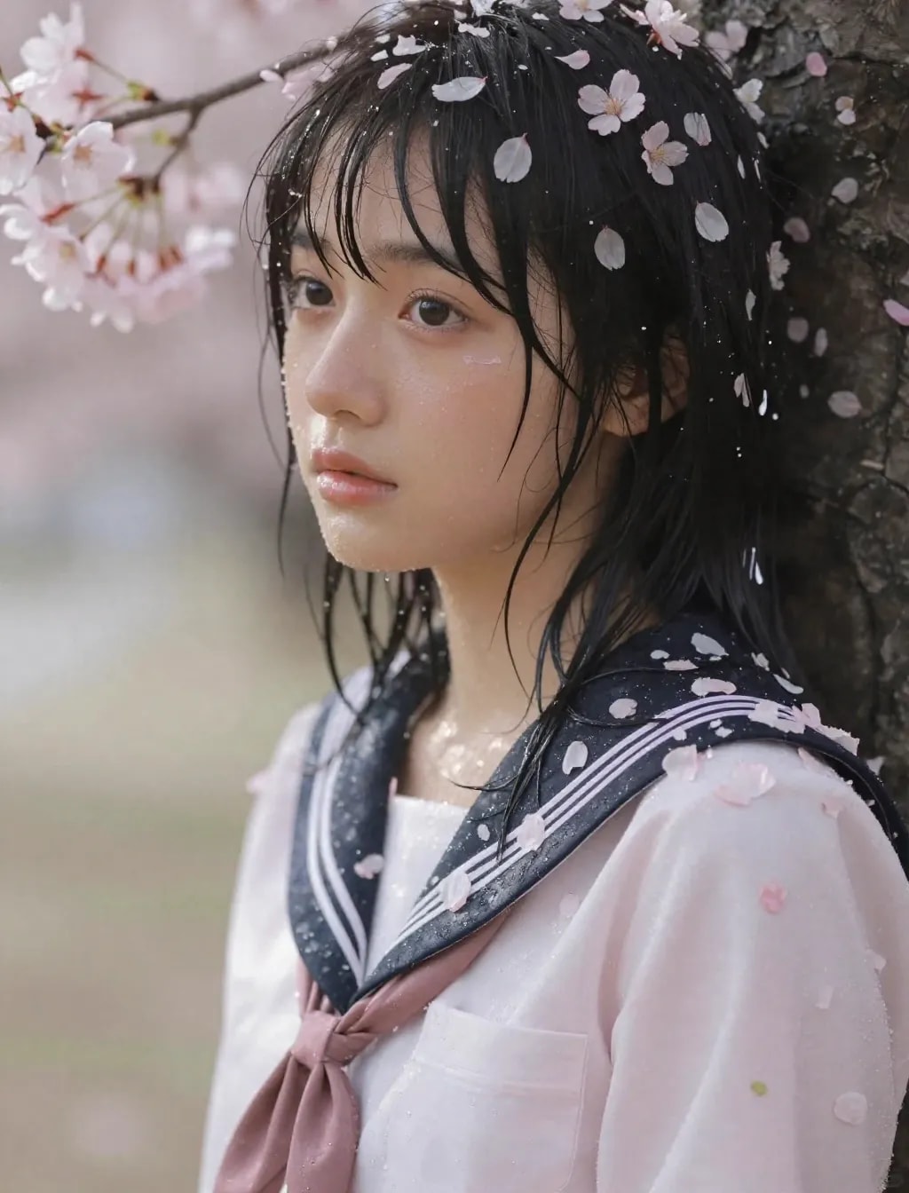 季節外れの桜まみれ＆セーラー服