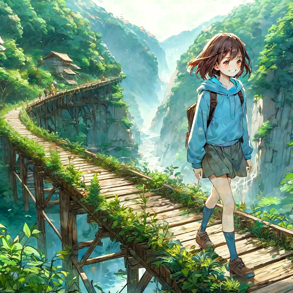 木の橋と少女77 | の人気AIイラスト・グラビア