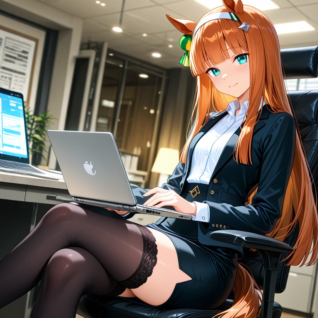 オフィスワーク中のサイレンススズカさん