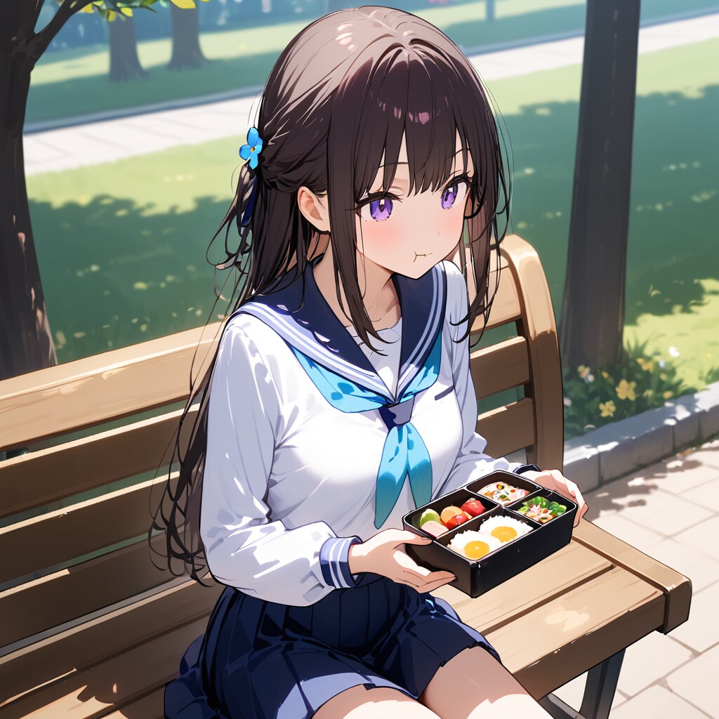 女の子とお弁当