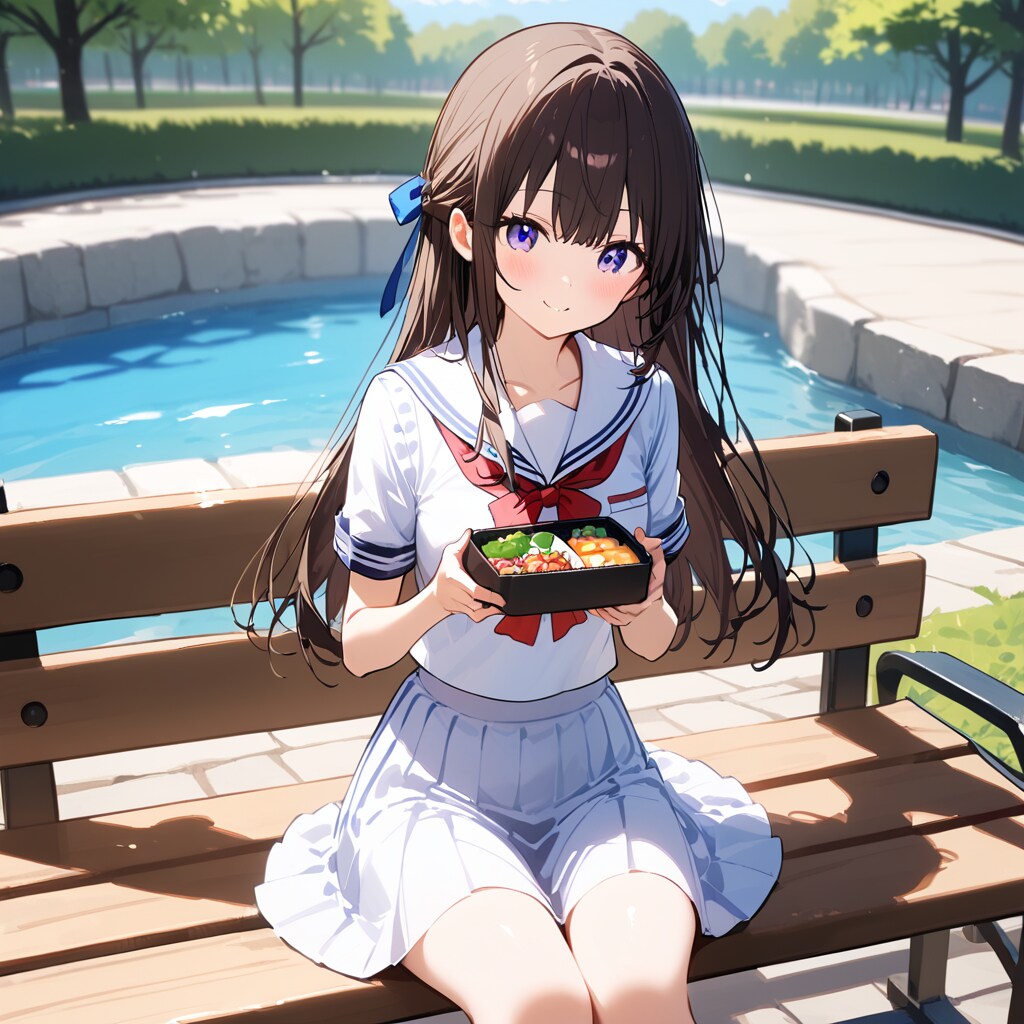 女の子とお弁当