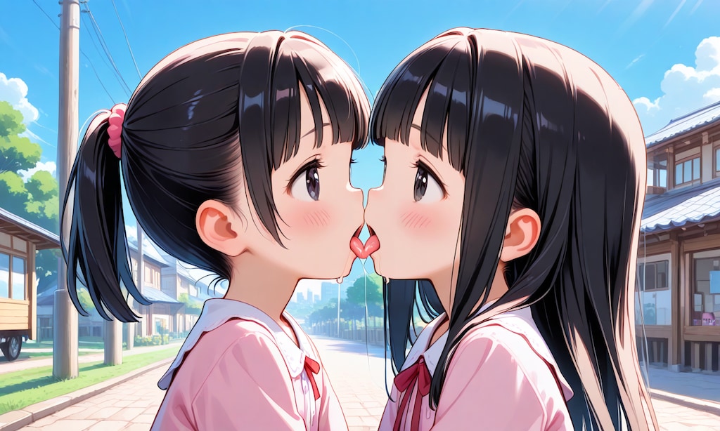 姉妹の百合キス