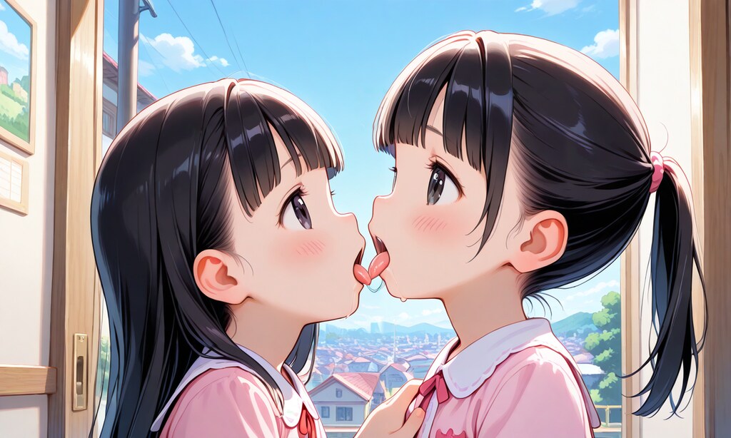 姉妹の百合キス