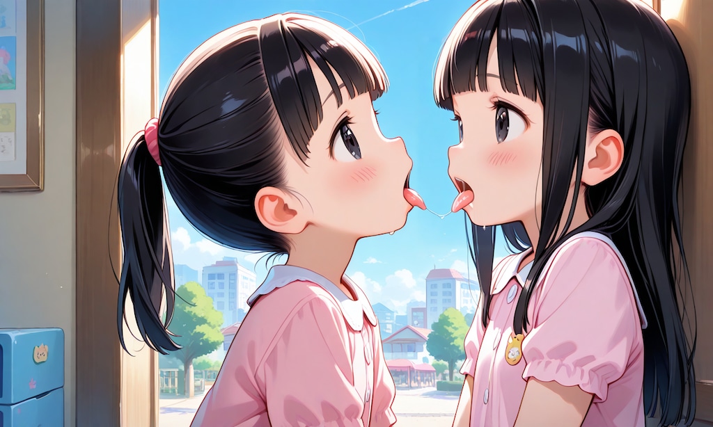 姉妹の百合キス
