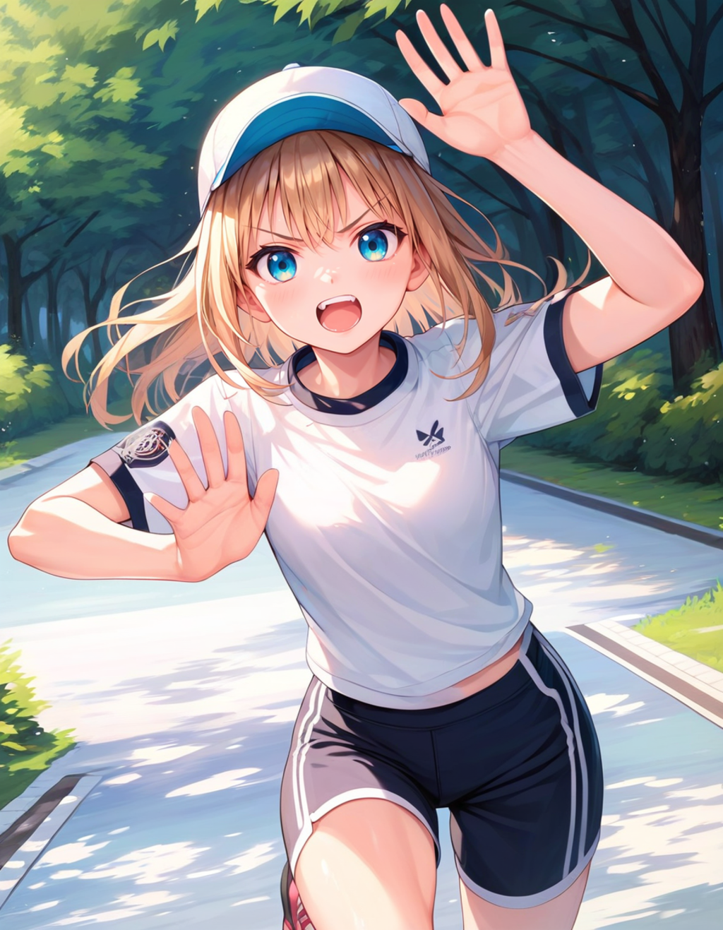 白いキャップの女の子