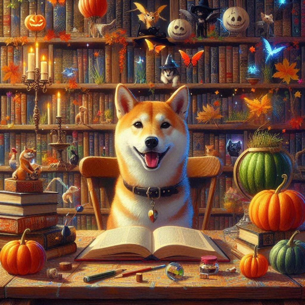 アクリルファンタジー、頬杖柴犬