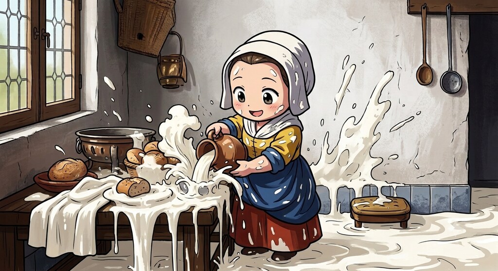 牛乳を注ぐ女