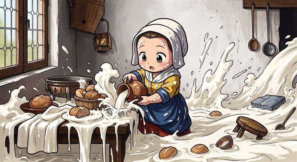 牛乳を注ぐ女