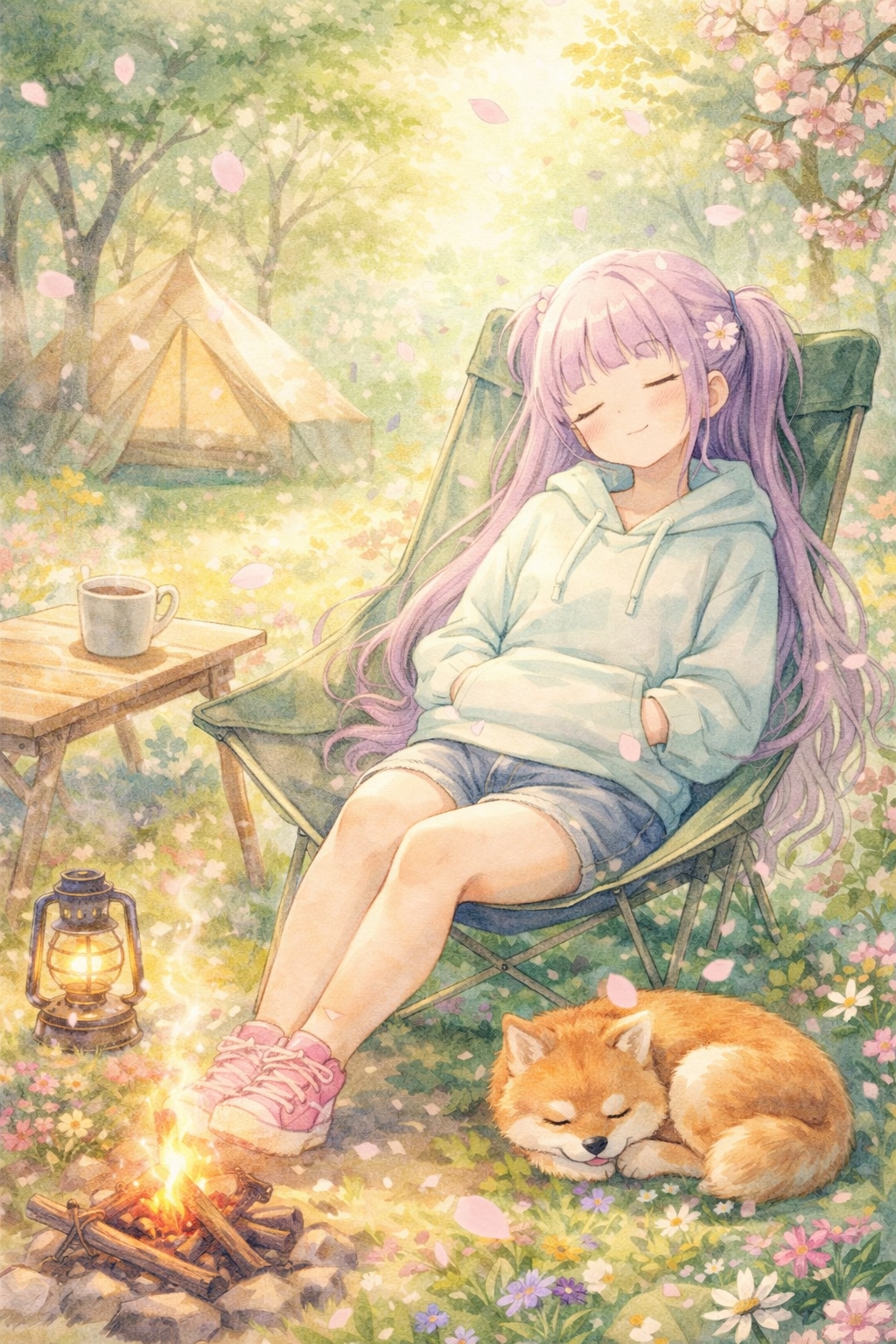 寝ている紫髪ちゃん