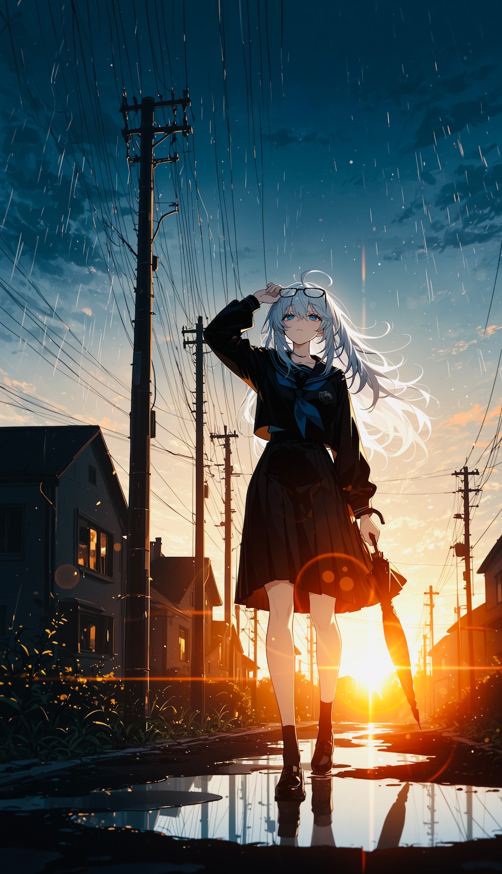 下校と雨