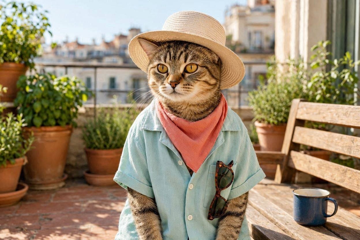 夏コーデの猫