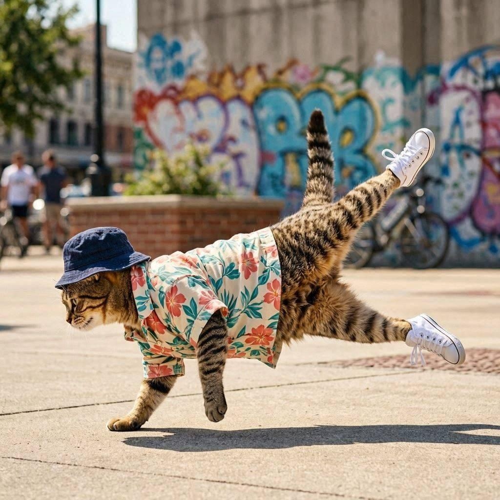 夏コーデの猫
