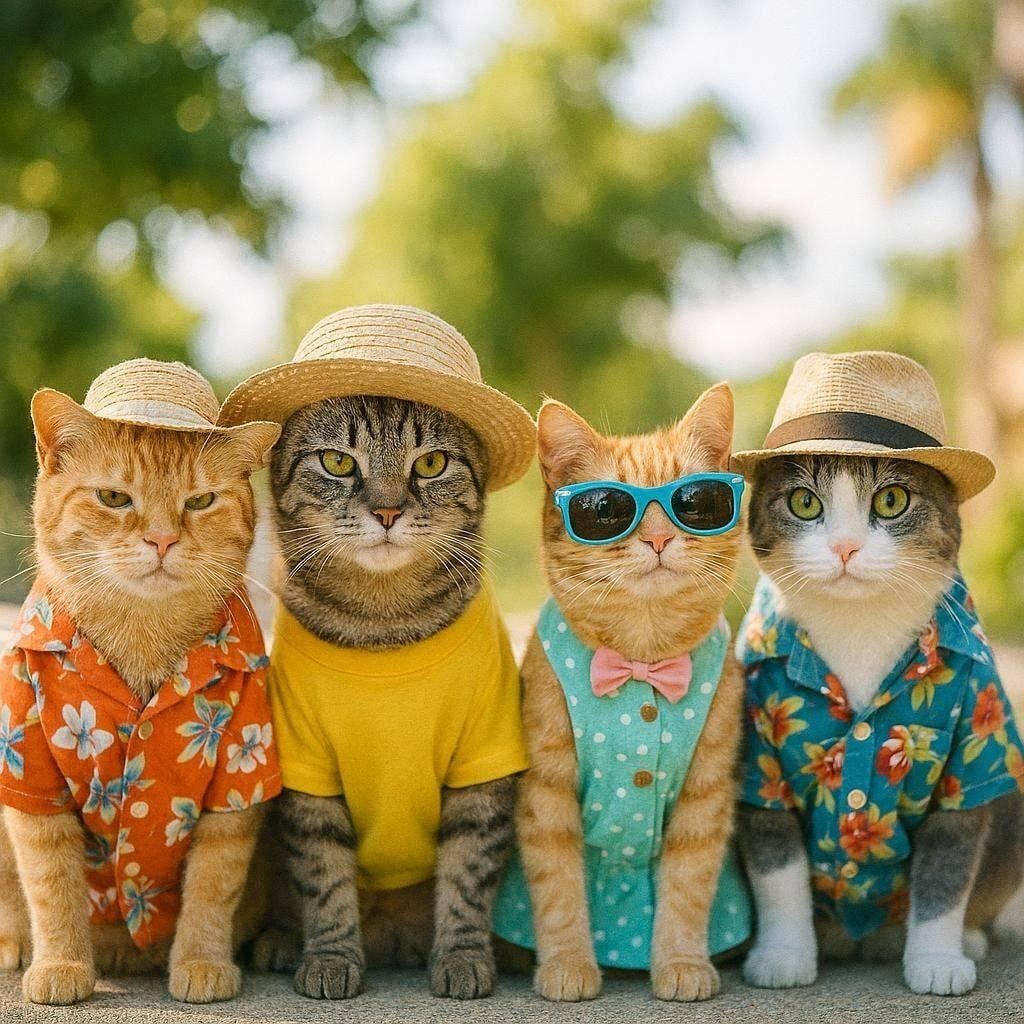 夏コーデの猫
