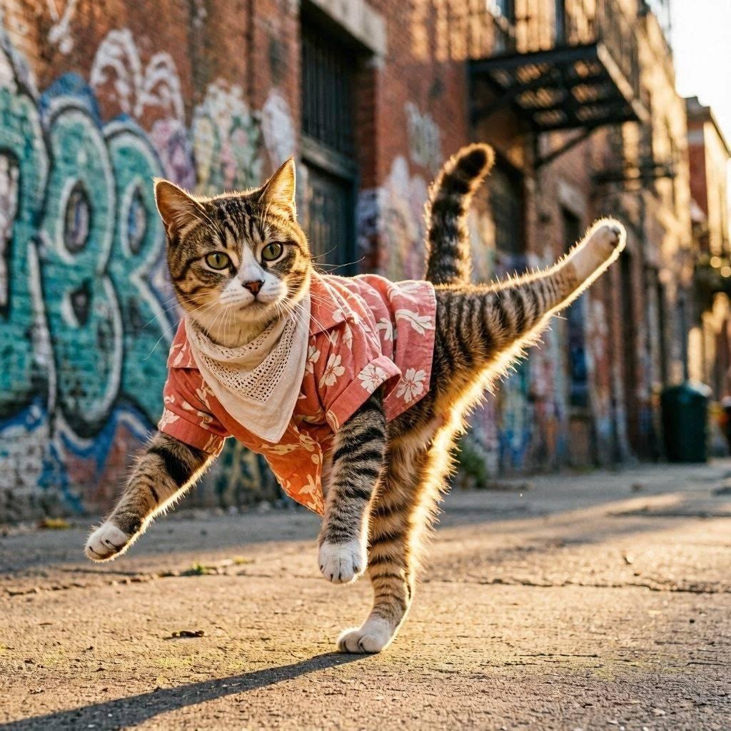 夏コーデの猫