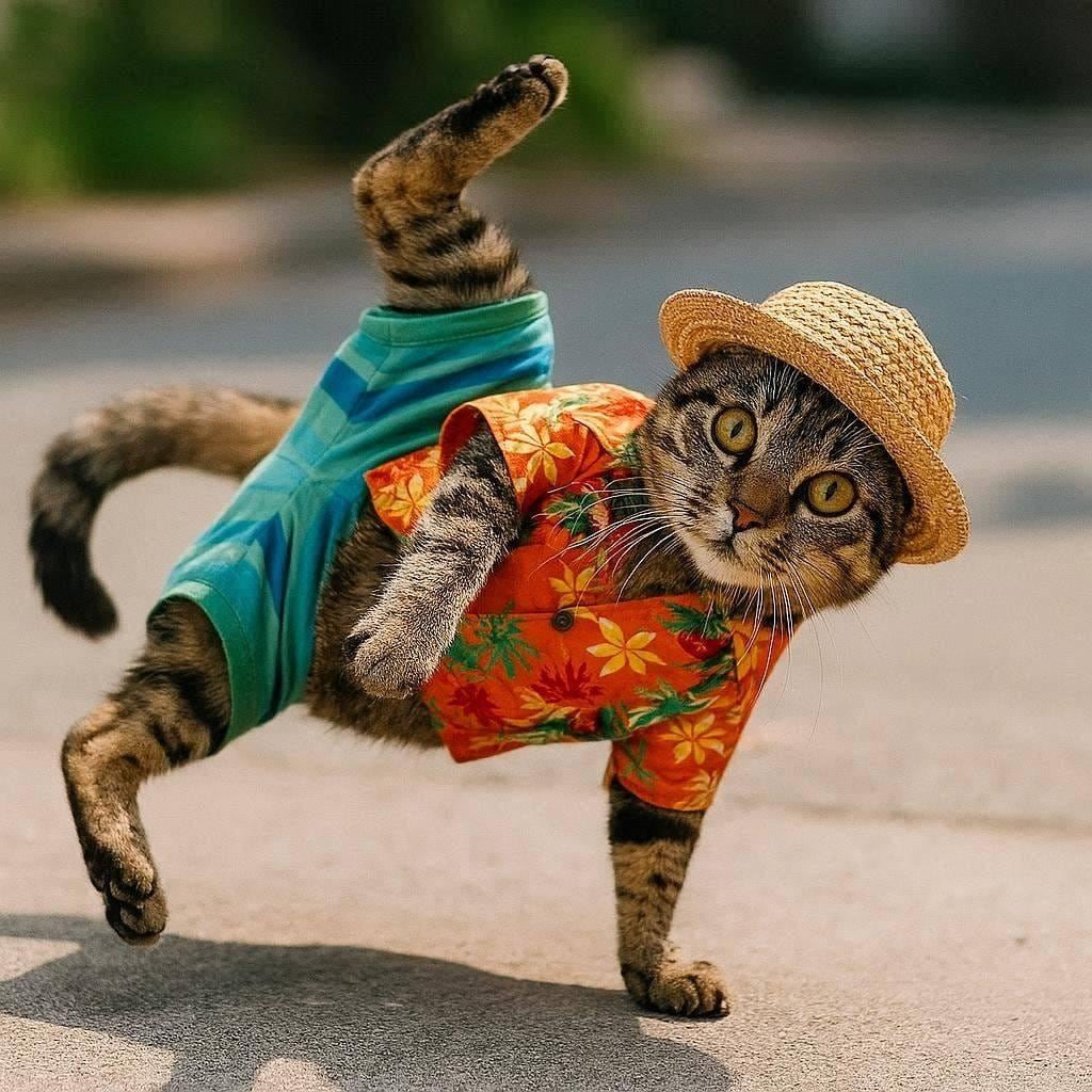 夏コーデの猫